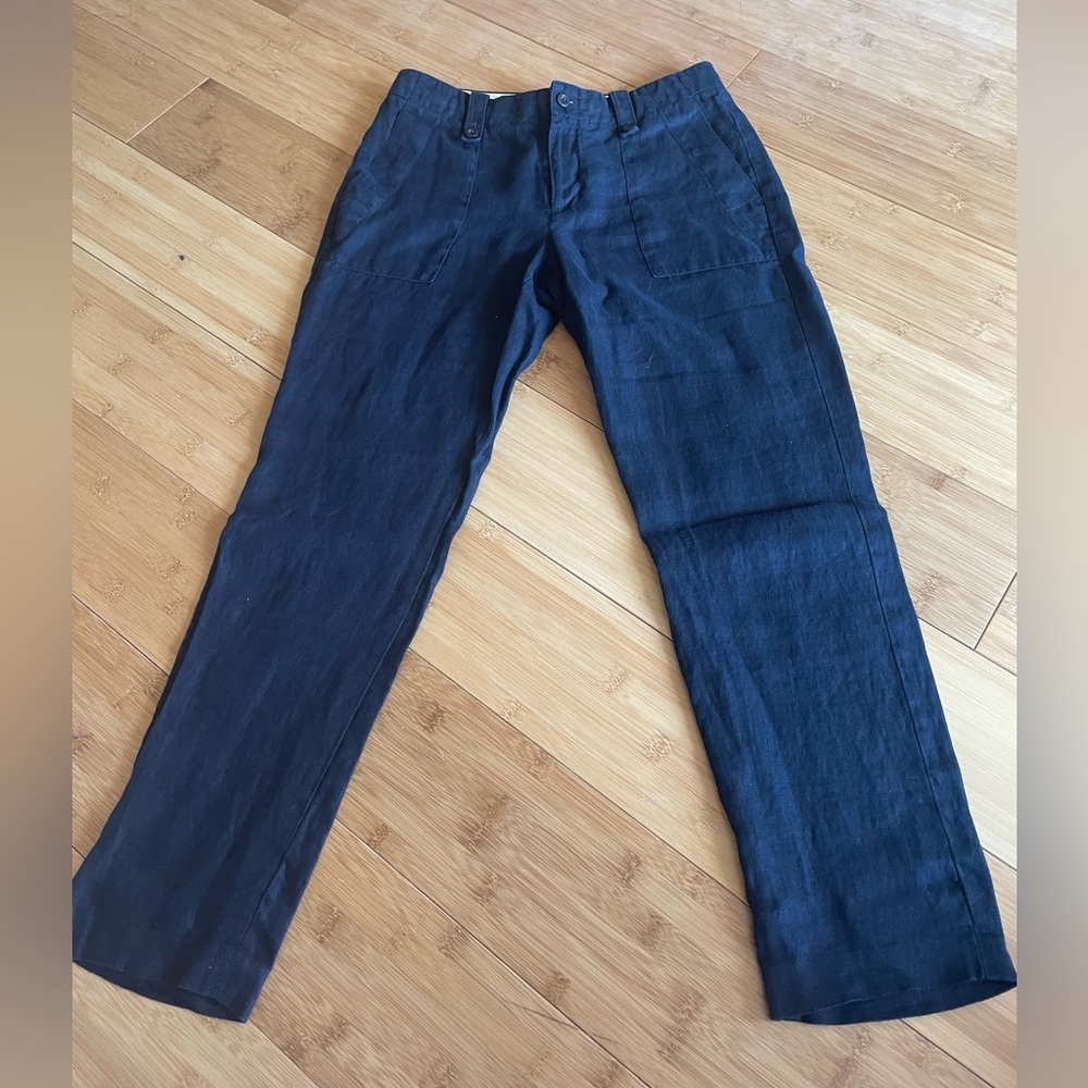 J. Crew. Size 2. Dark Blue Linen Pants.